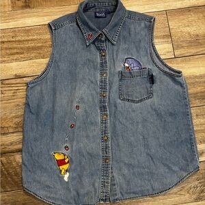 Vintage Disney Pooh & Eeyore Denim Vest M/L